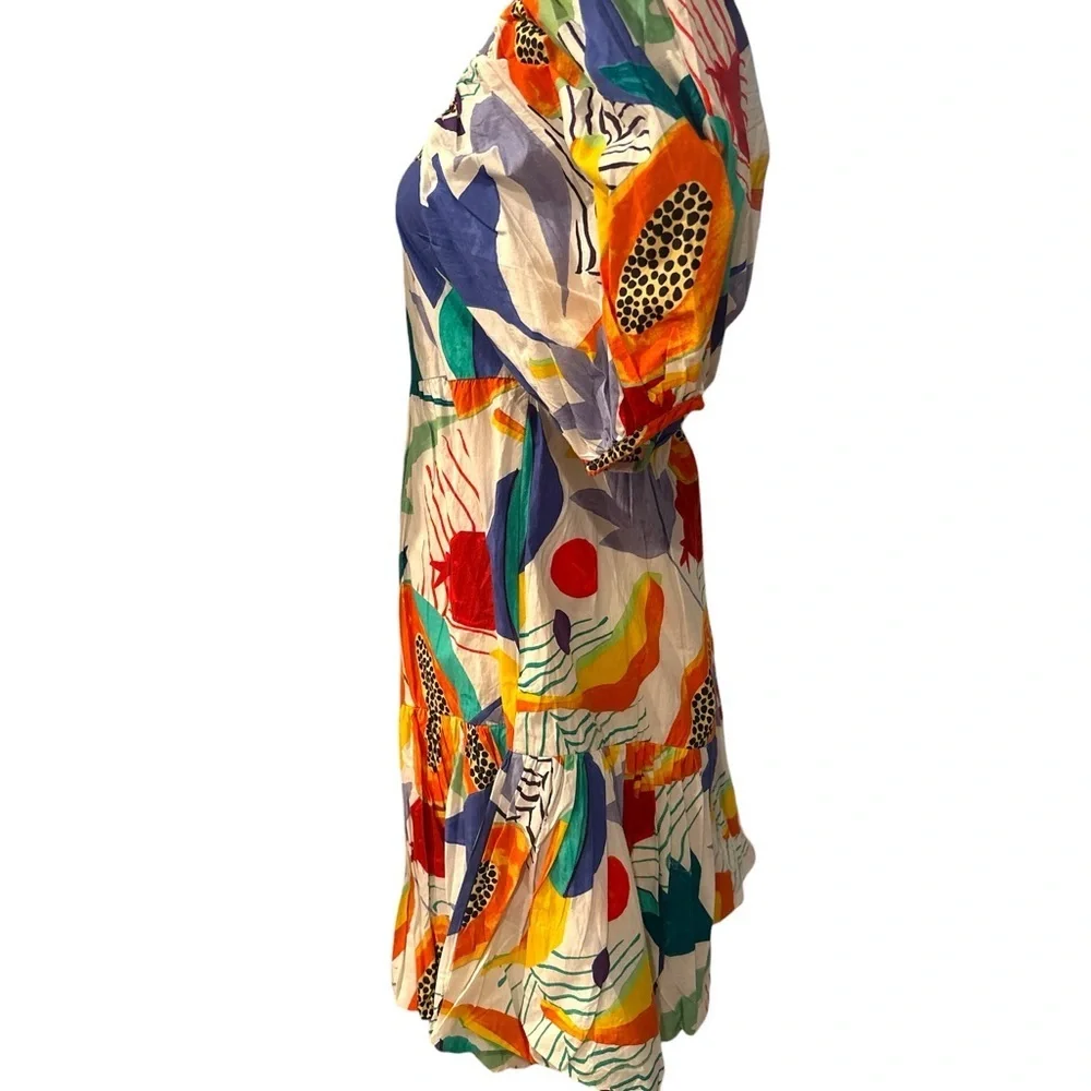 Oliphant Dress Bubble Hem Mini Dress XS Papaya Print Multicolor NWT 🍍 - Picture 4 of 7